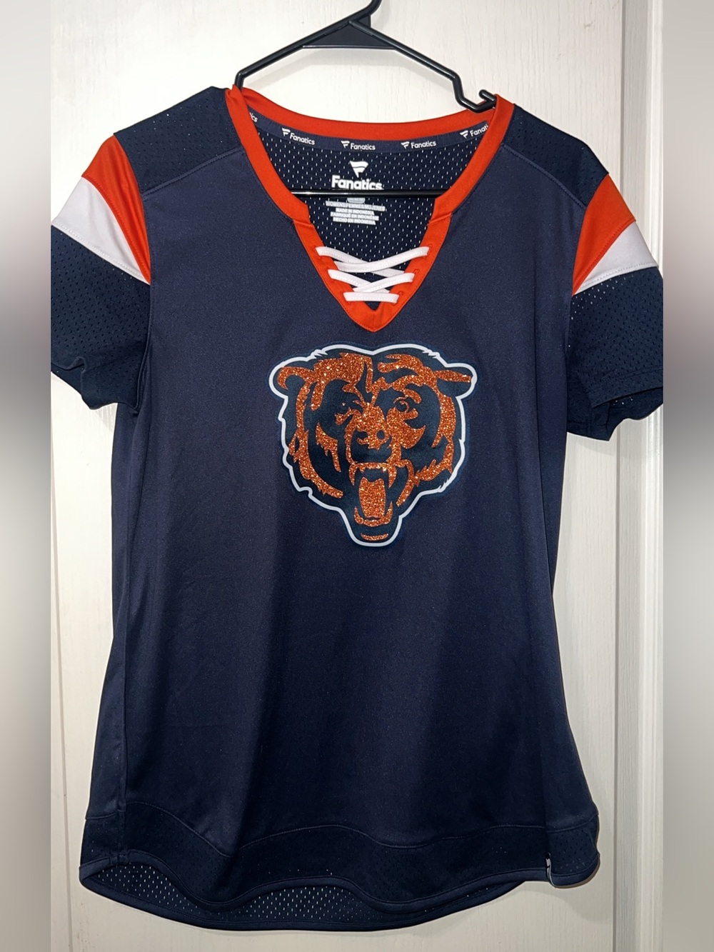 Fanatics Navy Tee with Orange Glitter Bear Logo